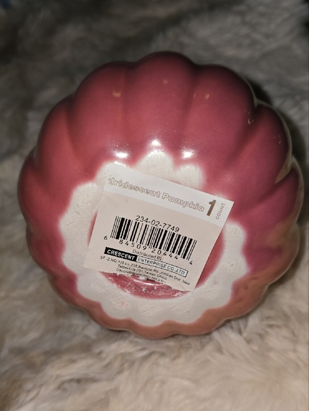 Crescent Pink Ombre Ceramic Pumpkin with Gold Stem - Picture 3 of 3